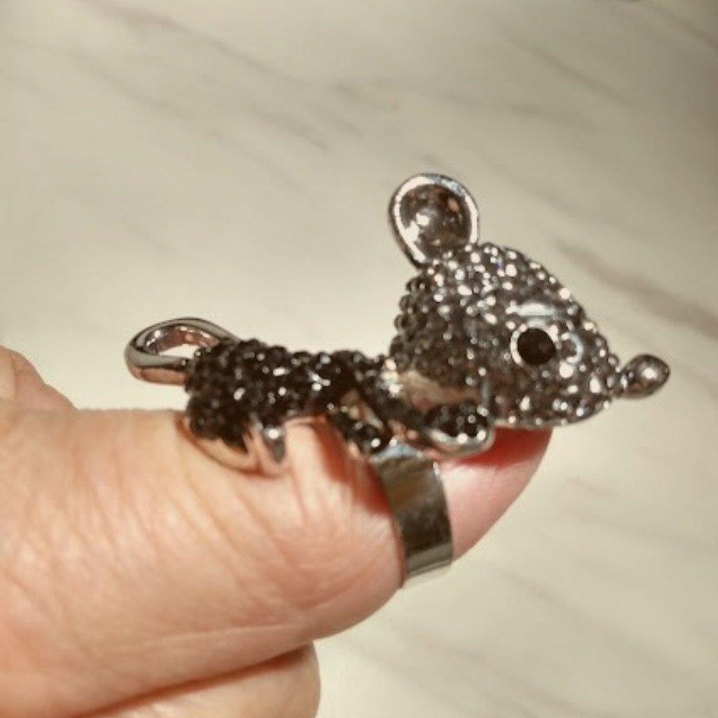 Mouse Rhinestone Adjustable Ring
